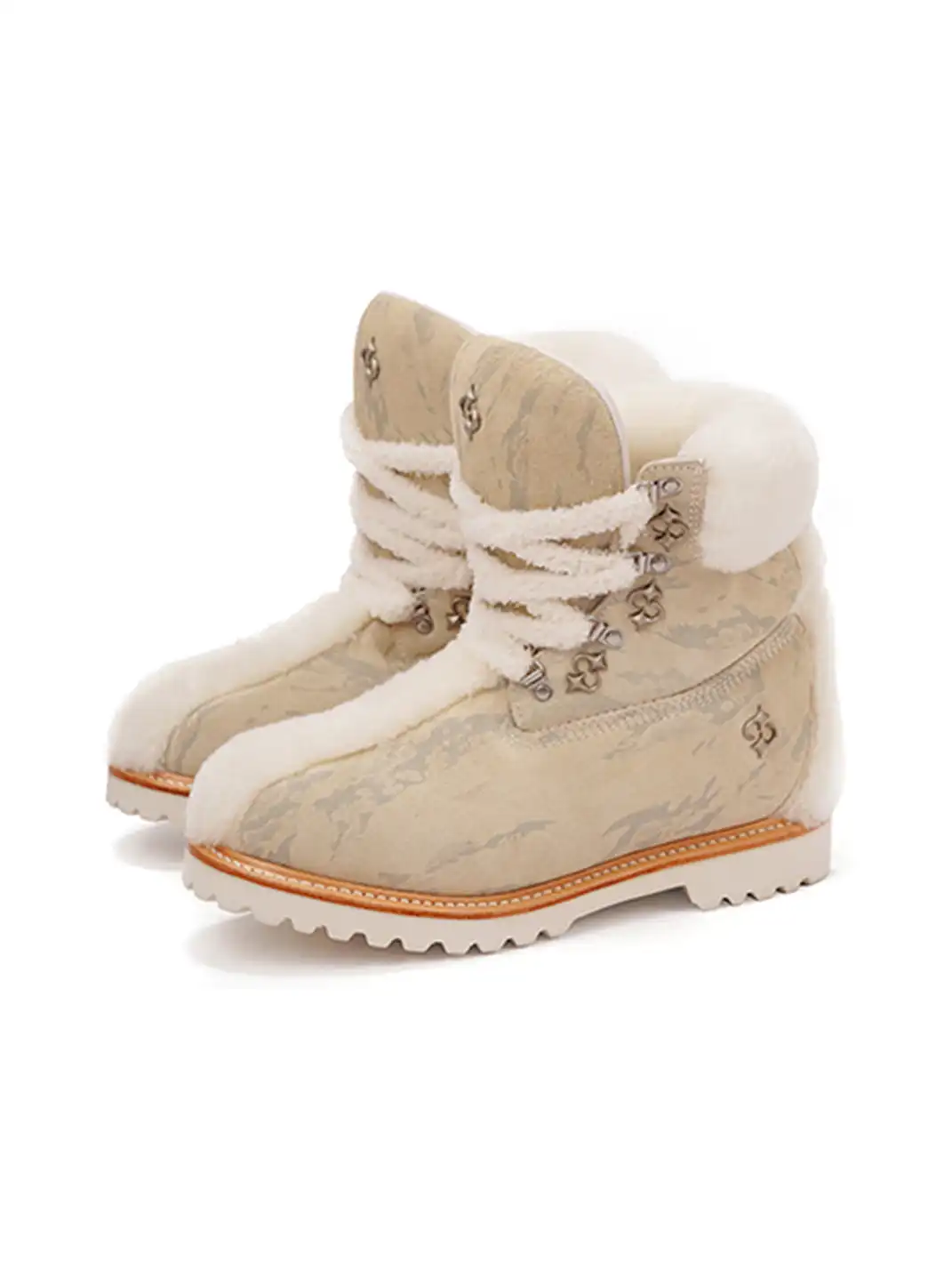 LE LOSANGE | "MOHAWK" Fleece Work Boots-Beige