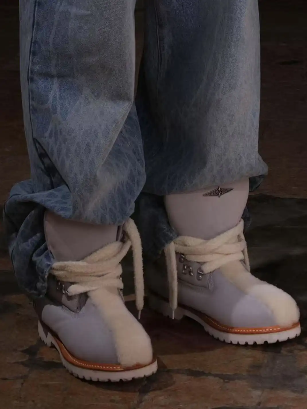 LE LOSANGE | "MOHAWK" Fleece Work Boots-Blue Grey