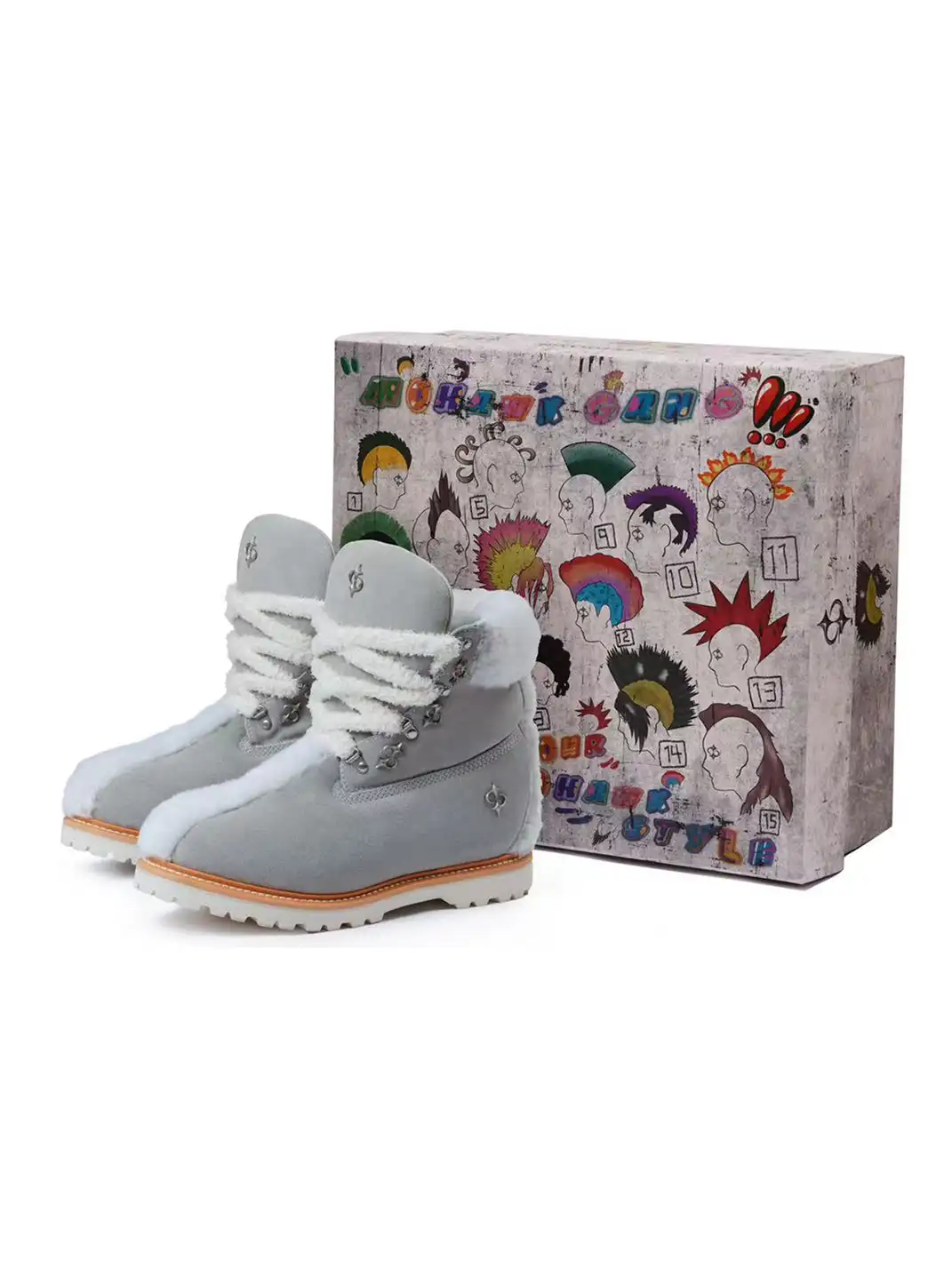 LE LOSANGE | "MOHAWK" Fleece Work Boots-Blue Grey