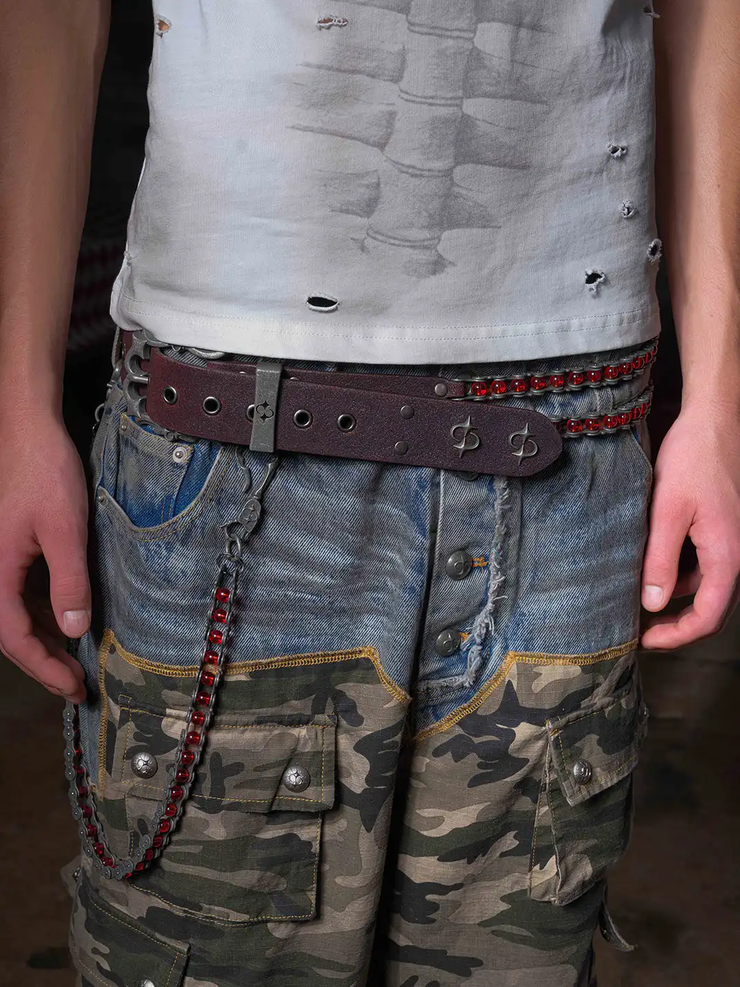 LE LOSANGE | "BIKER CHAIN" Rivet Leather Belt
