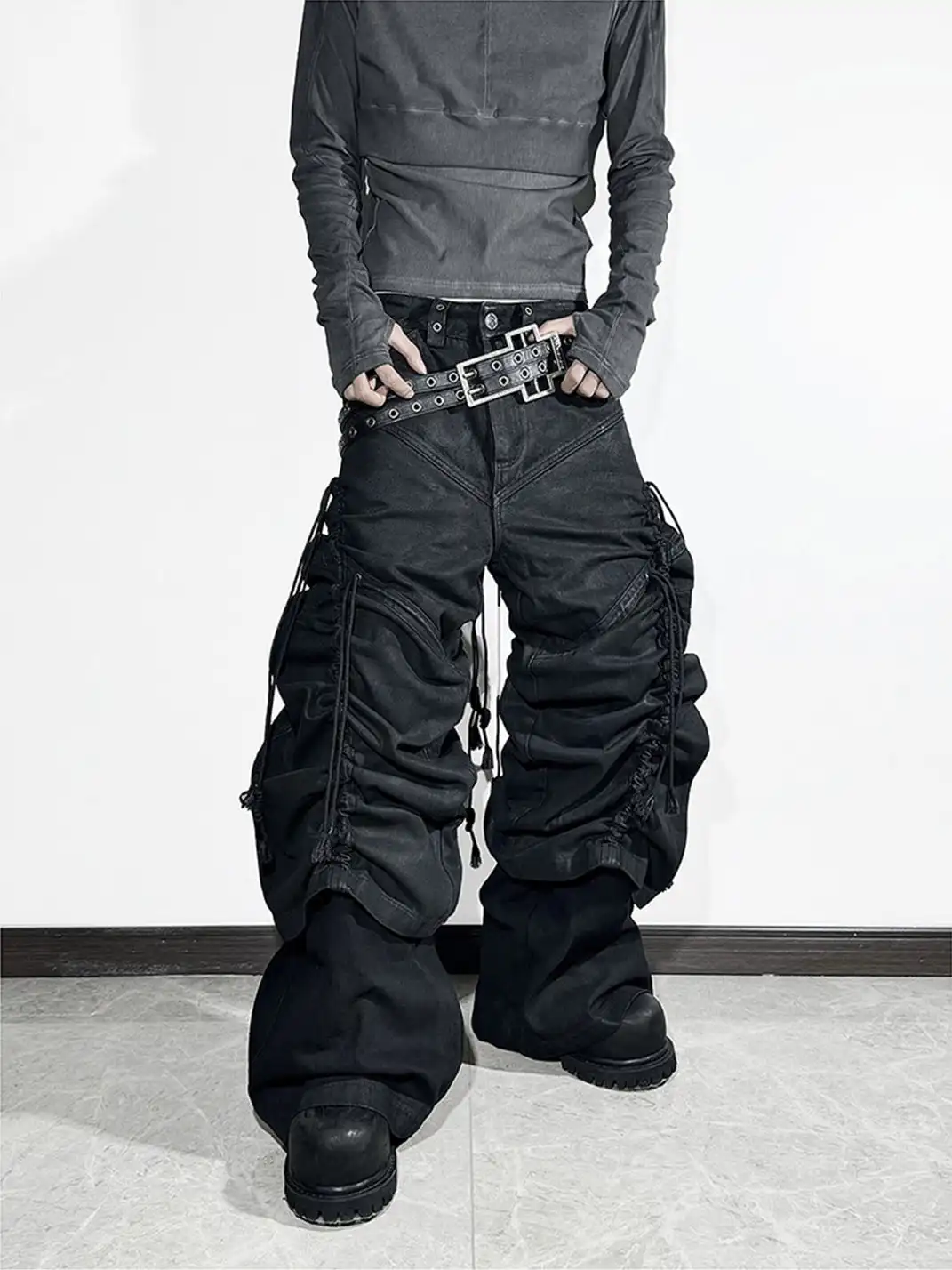 ATA NOTHINGNESS | Waxed Draw String Baggy Pants