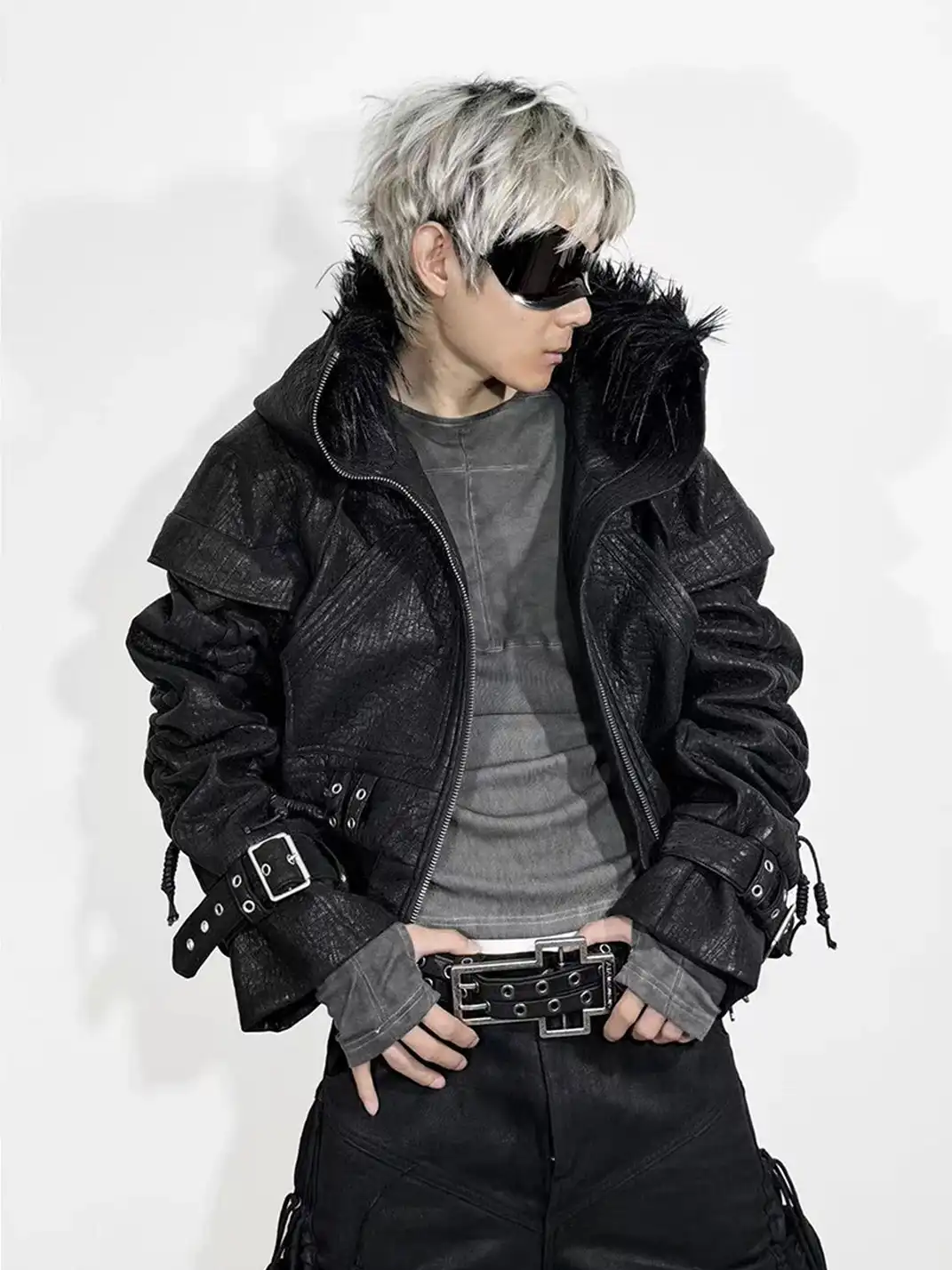 ATA NOTHINGNESS | Fur Hooded Leather Jacket