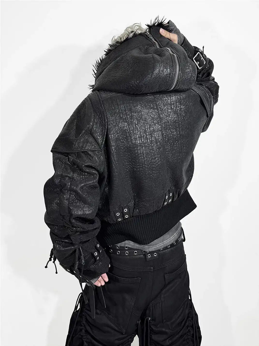 ATA NOTHINGNESS | Fur Hooded Leather Jacket