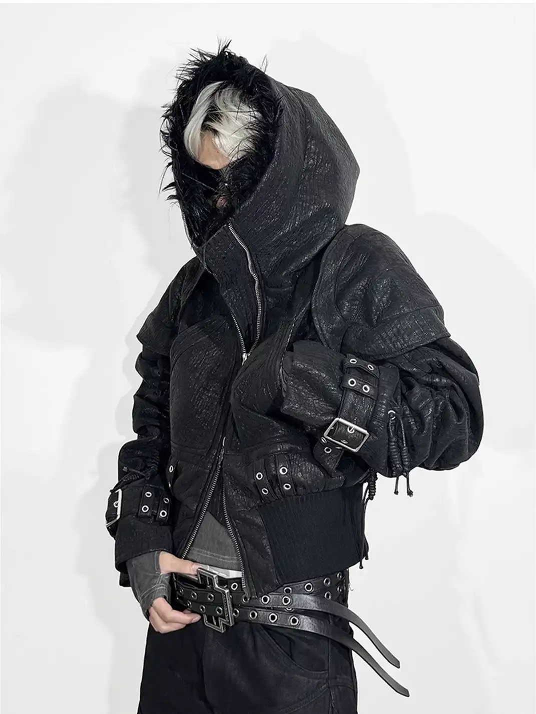ATA NOTHINGNESS | Fur Hooded Leather Jacket
