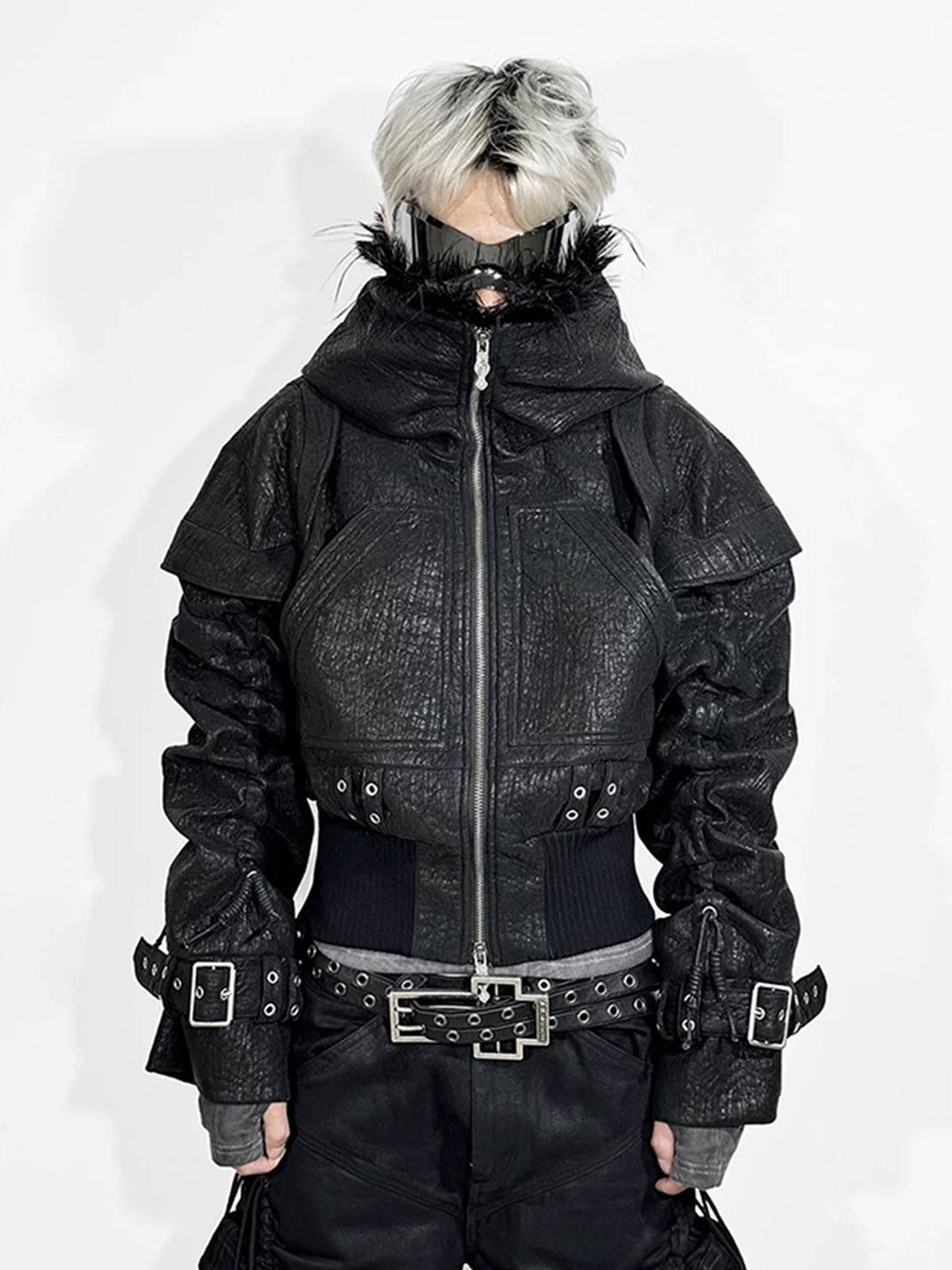 ATA NOTHINGNESS | Fur Hooded Leather Jacket | PSYLOS1