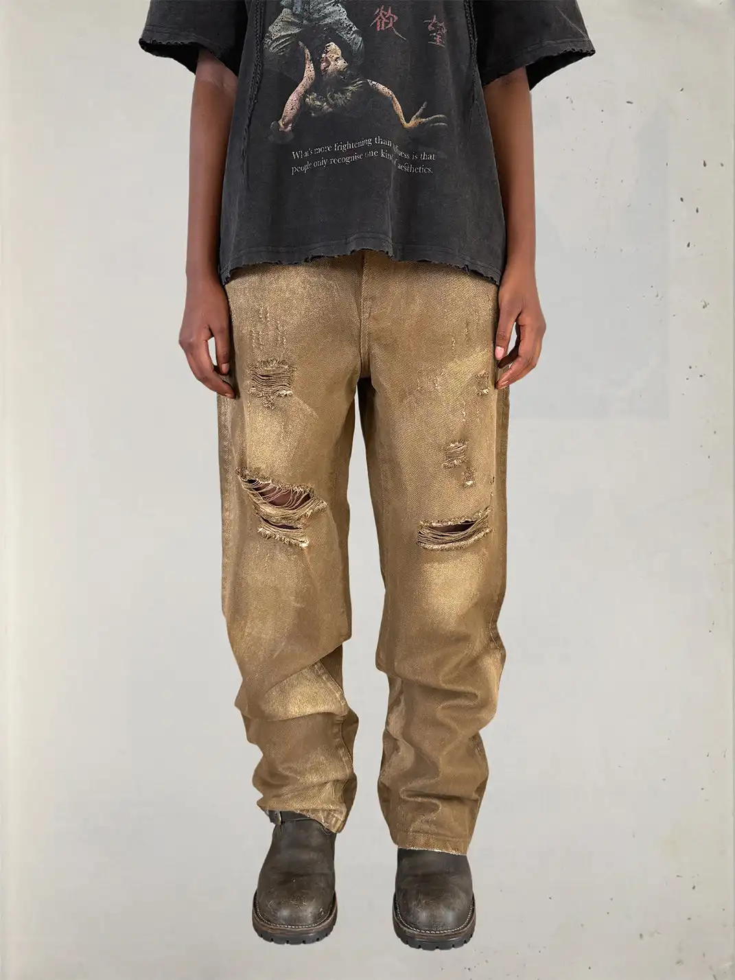 UNKNOWNWORLD | Distressed Mud Dye Jeans