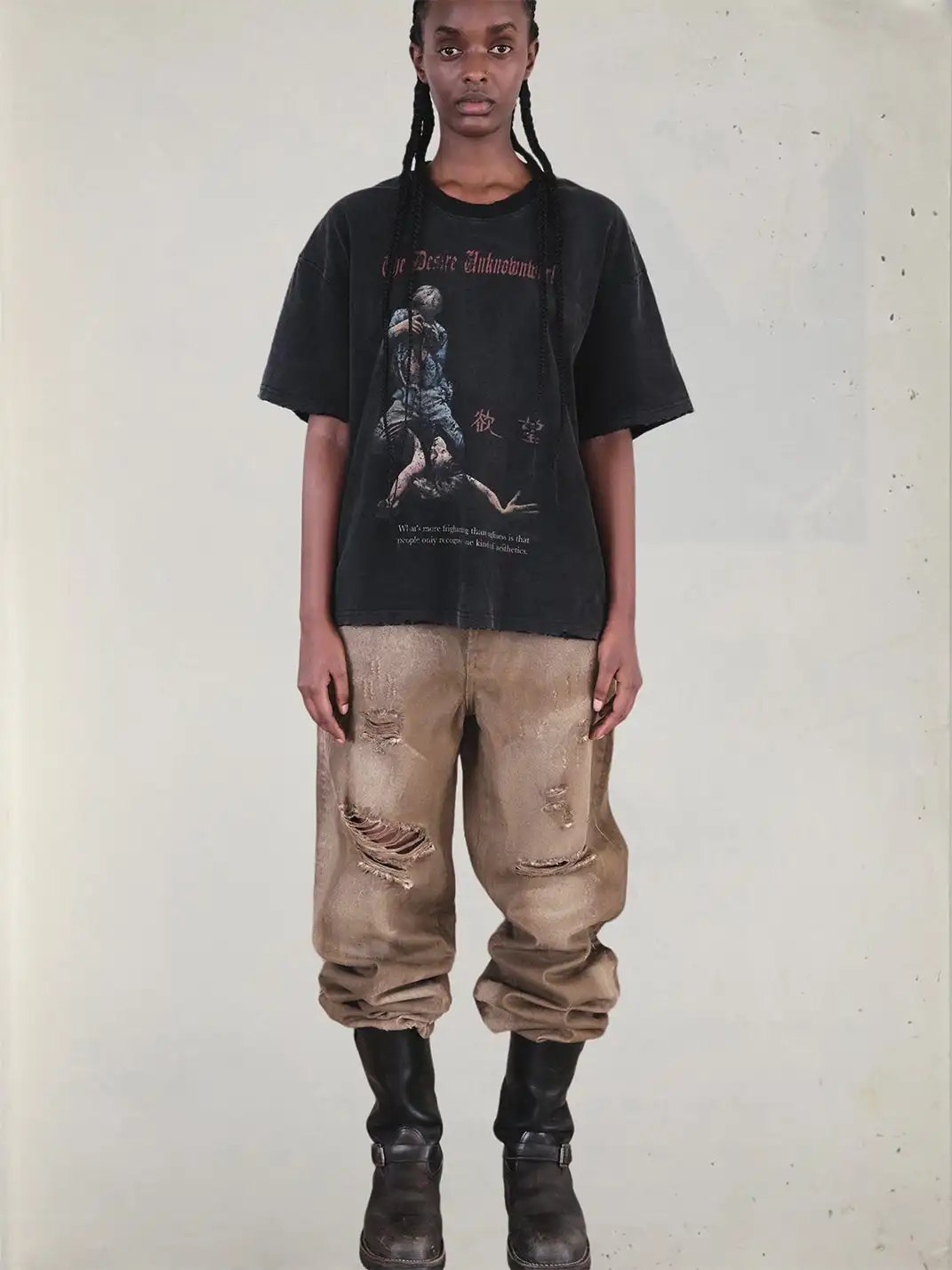 UNKNOWNWORLD | Distressed Mud Dye Jeans