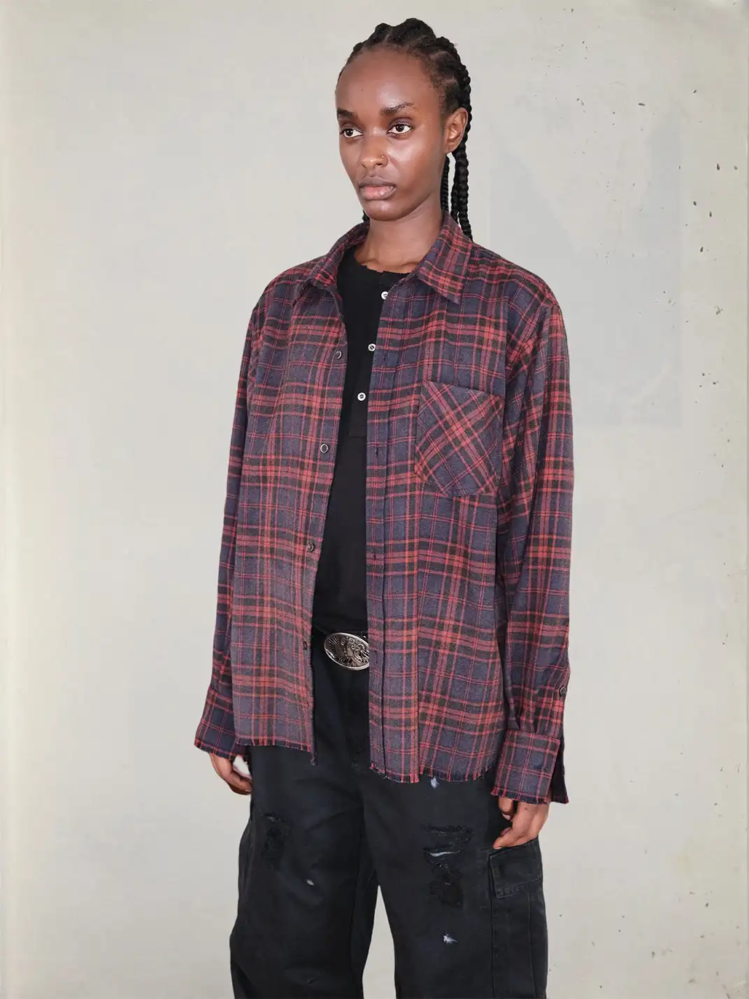 UNKNOWNWORLD | Plaid Frays Shirt