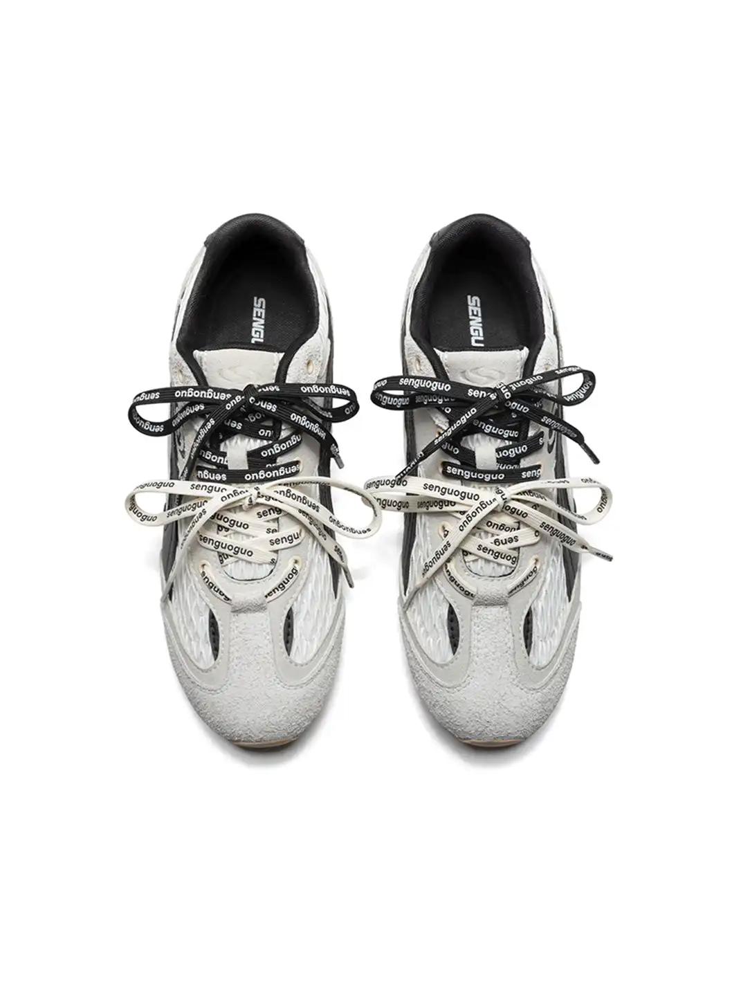 SENGUOGUO | The "Forrest Gump" Mesh Layered Laces Sneaker-White