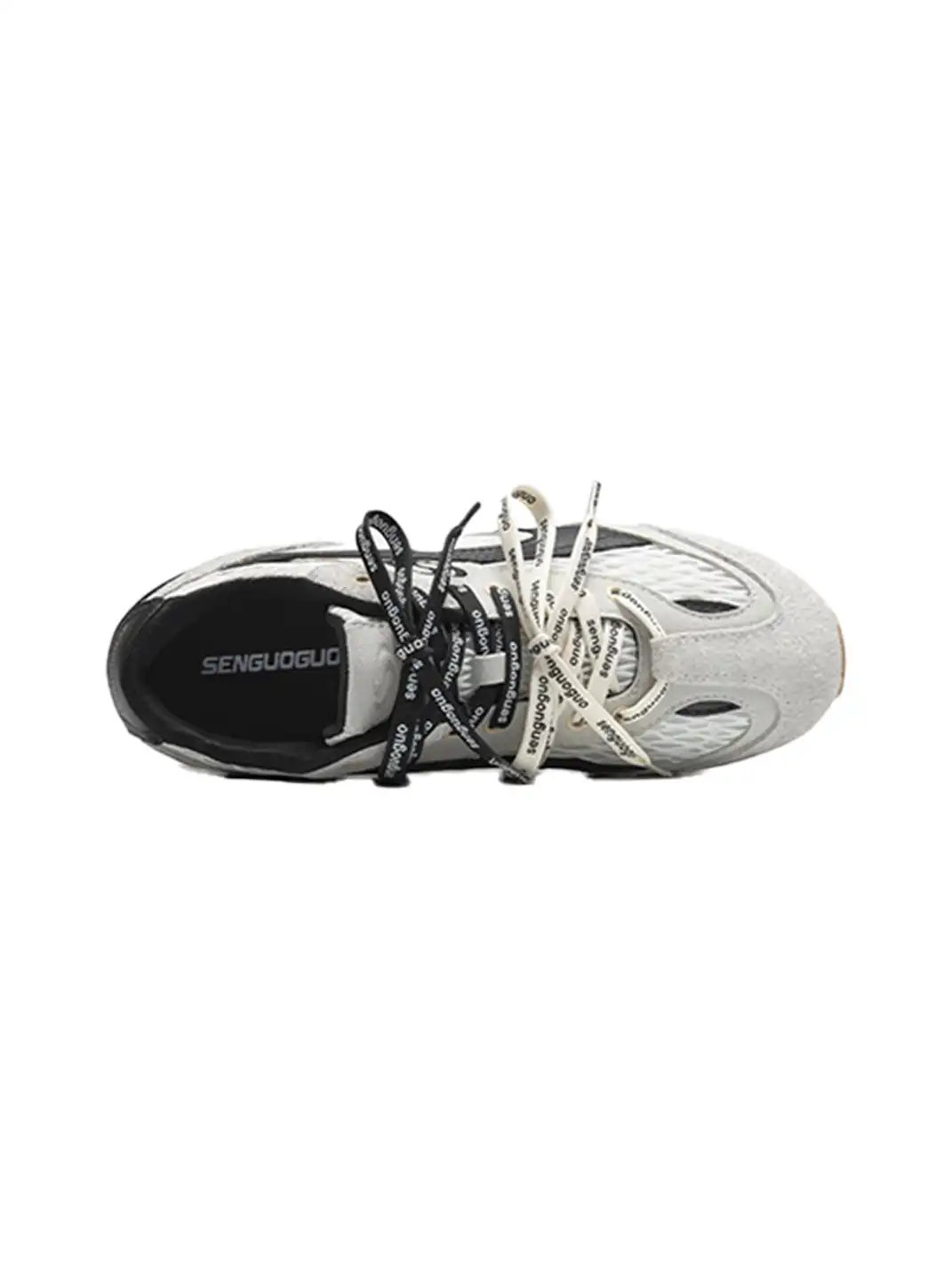 SENGUOGUO | The "Forrest Gump" Mesh Layered Laces Sneaker-White