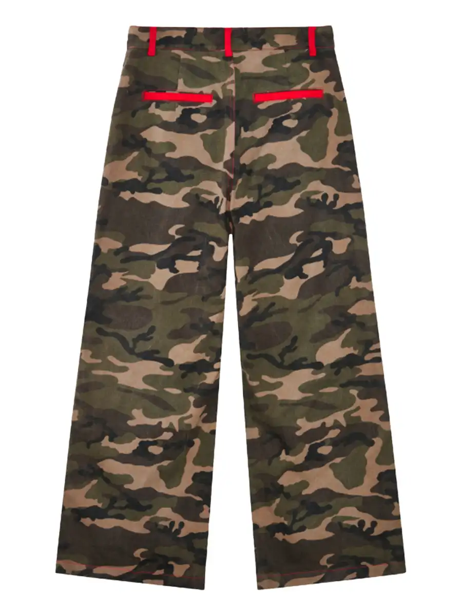 HUDIEGONGZHU | Street Style Star Embroidered Camo Cargo Pants - 2