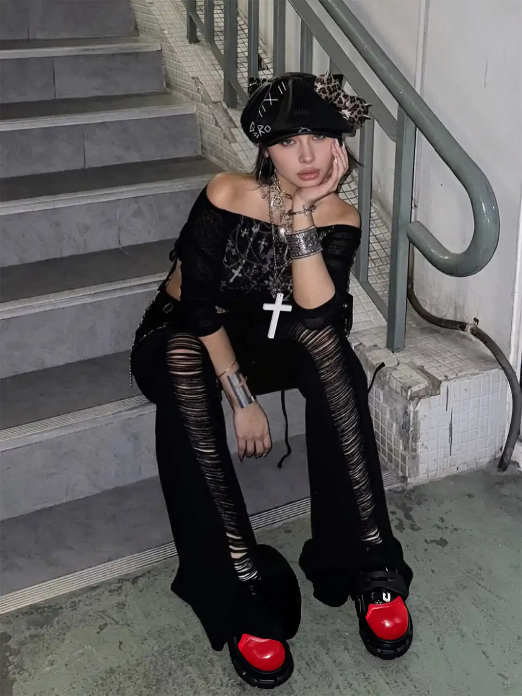 NEXT IMPULSIVE丨"Nocturne Frontier" Contrast Color Lace-up Shoes