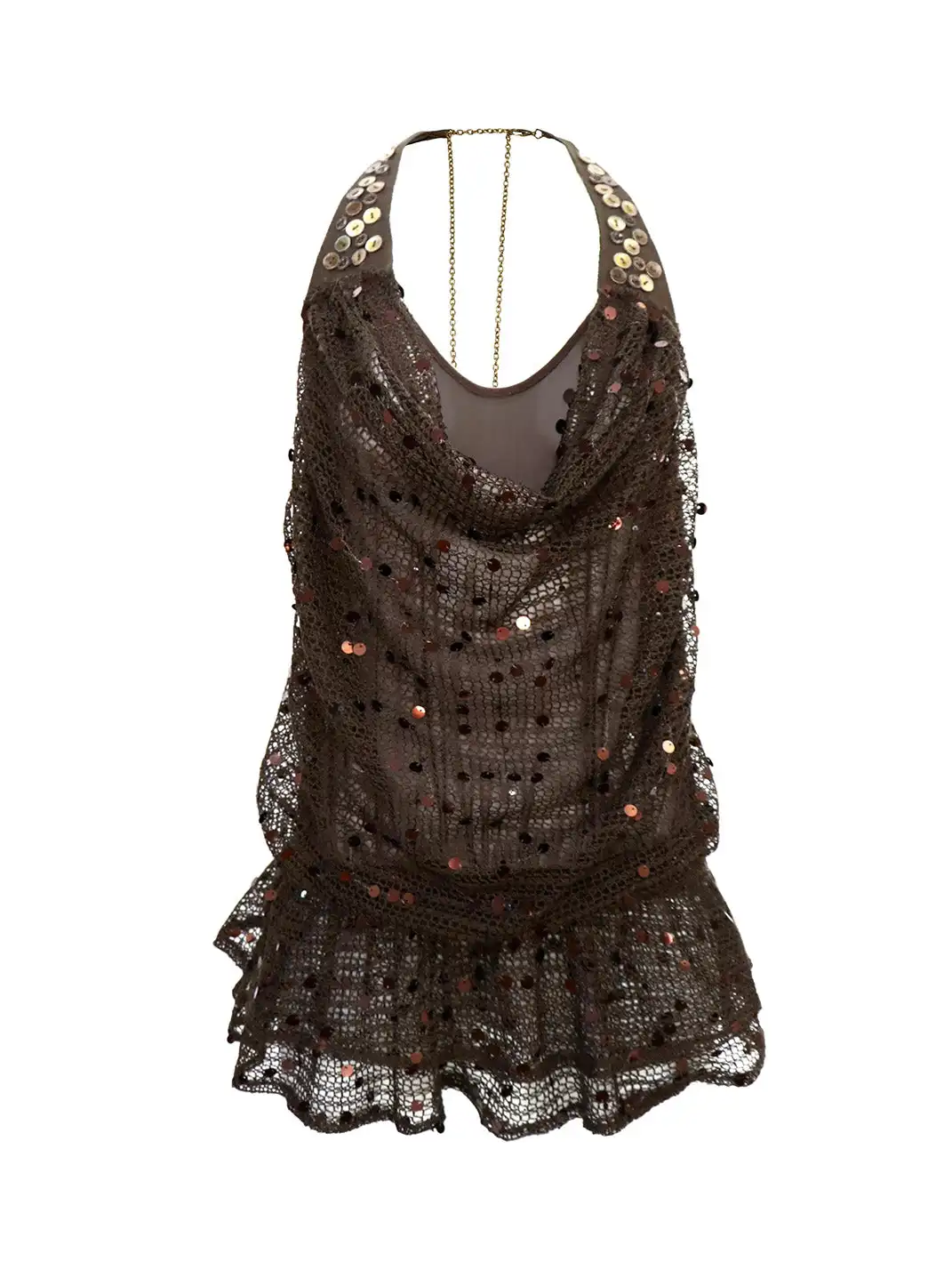 Flowers birds Market | Y2K Halter Sequin Layered Mini Dress