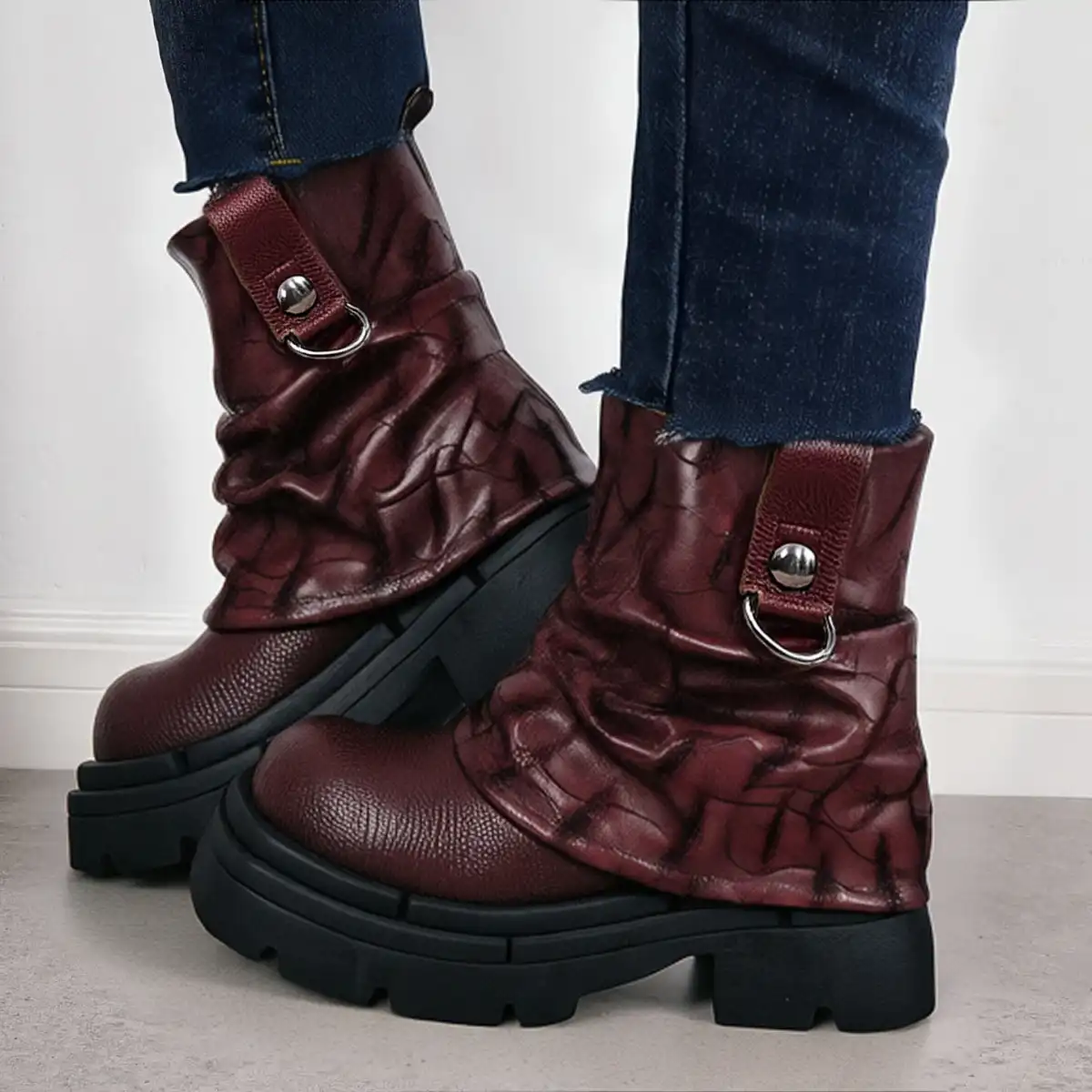 NEXT IMPULSIVE丨"Blacksmith" Boots - Wine Red