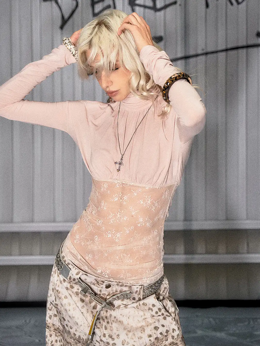 THE NEVERMORE | Cold Shoulder Lace Turtleneck Blouse