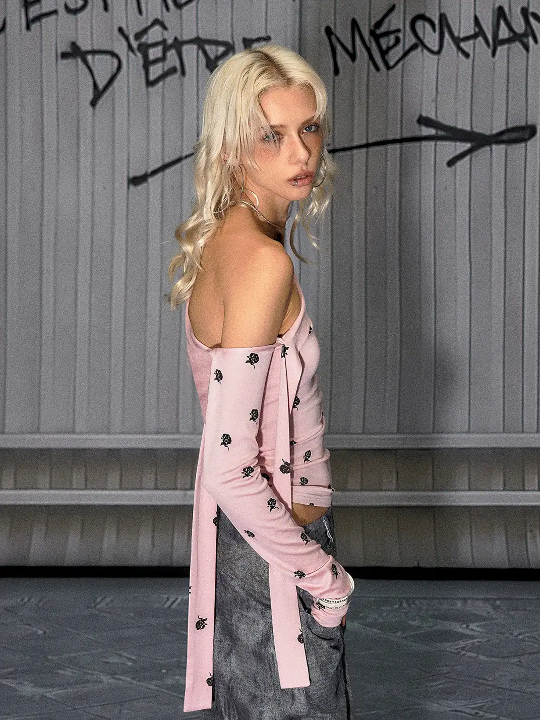 THE NEVERMORE | One Shoulder Printed Slim Top