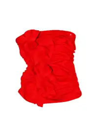 THE NEVERMORE | Red Floral Ruched Strapless Top