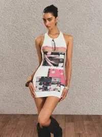 THE NEVERMORE | Y2K Ribbed Tank Bodycon Mini Dress