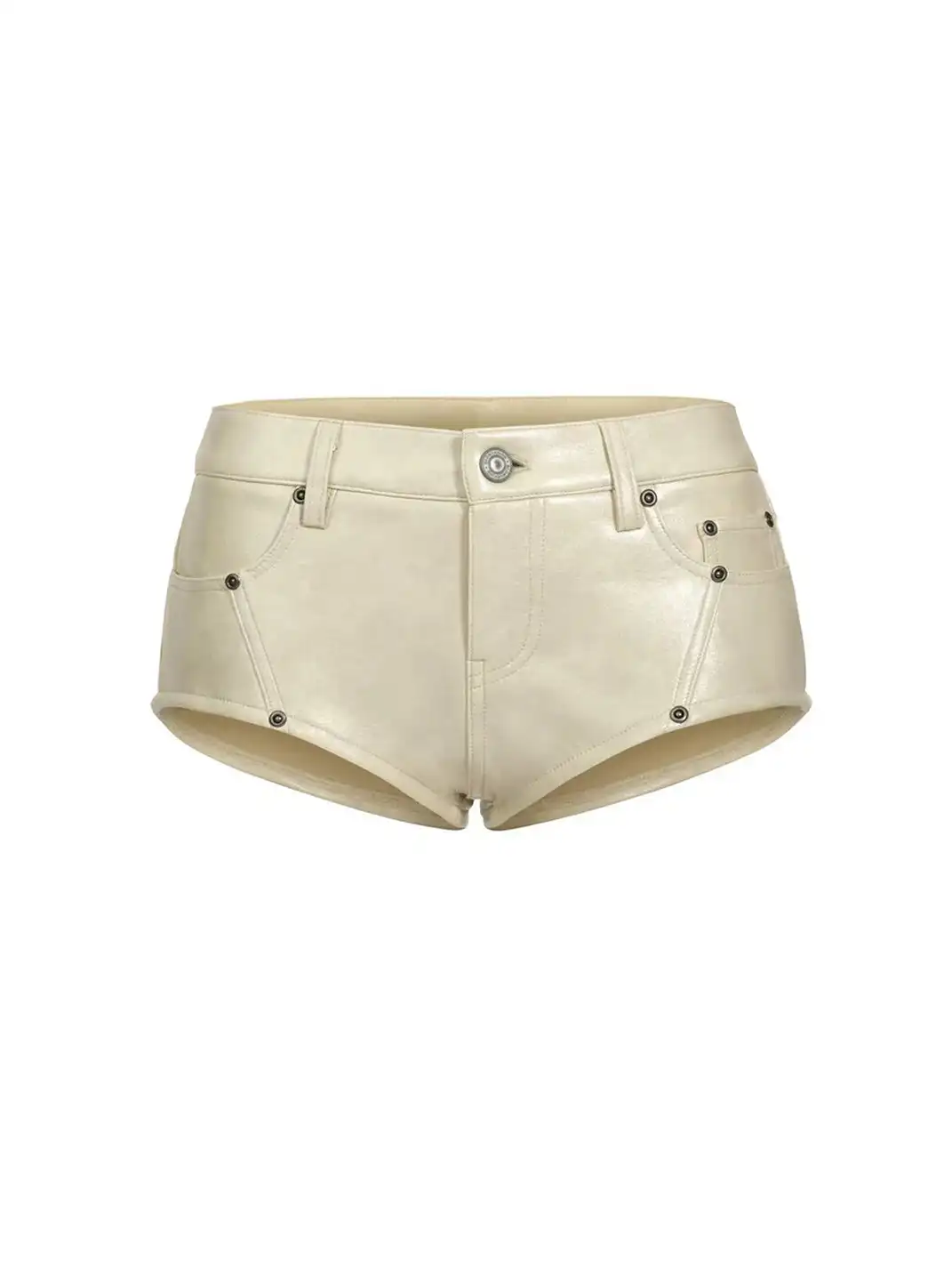 BUM STUDIO | Waxed Leather Patchwork Low-Rise Shorts