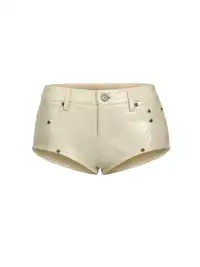 BUM STUDIO | Waxed Leather Patchwork Low-Rise Shorts