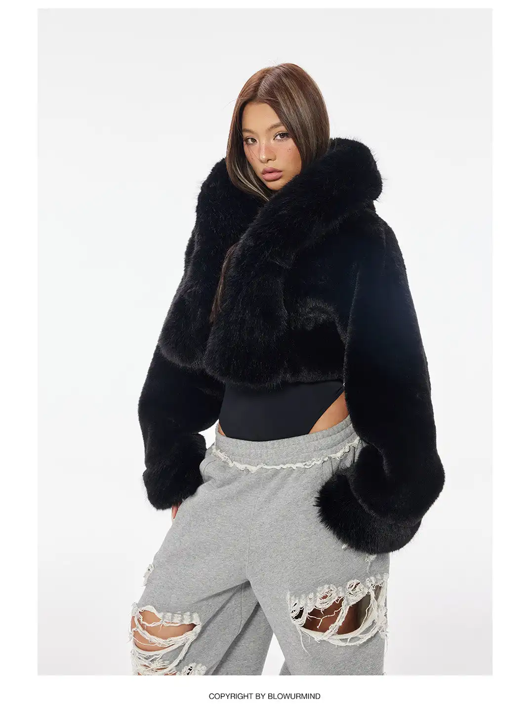 BUM STUDIO | Short Plush Hooded Jacket