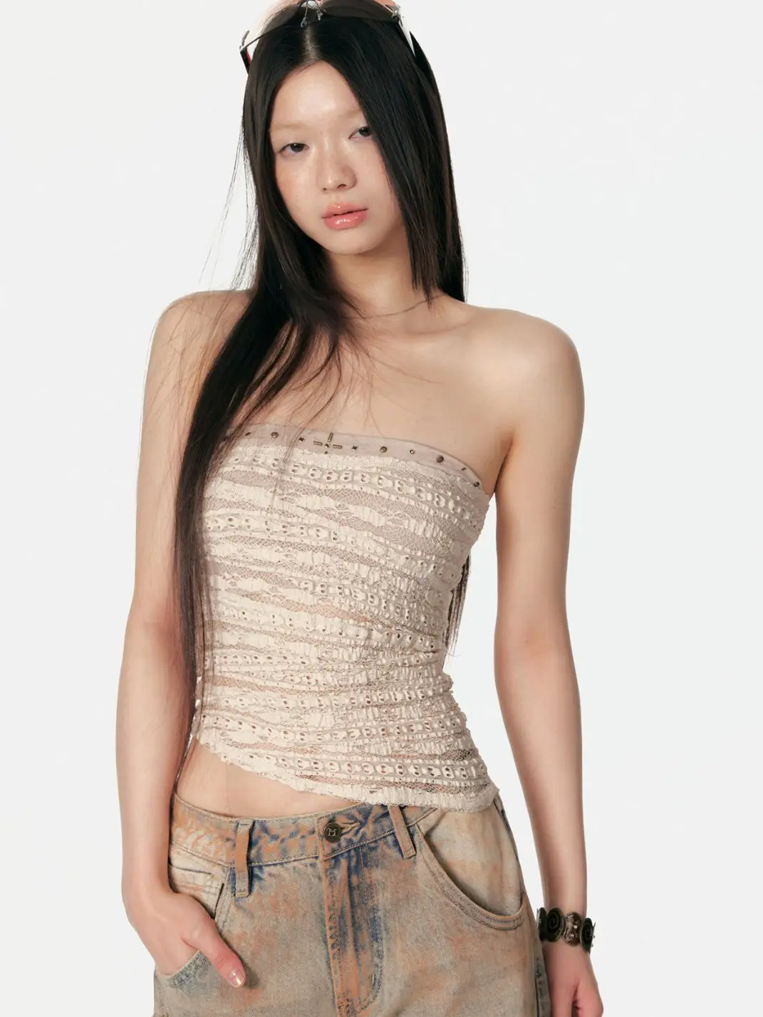 4 Muggle | Cross Studded Colorblock Bustier