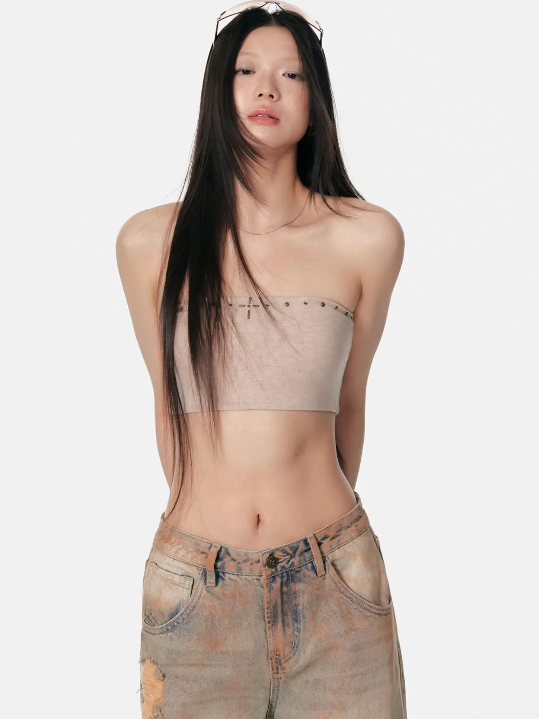 4 Muggle | Cross Studded Colorblock Bustier