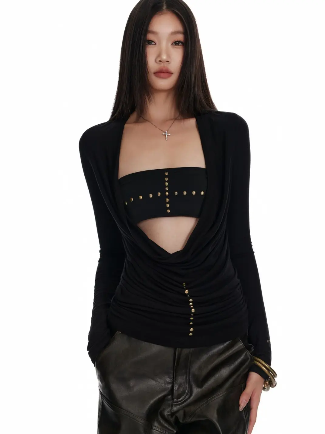 4 Muggle | Cross Studded Knit Bustier Set