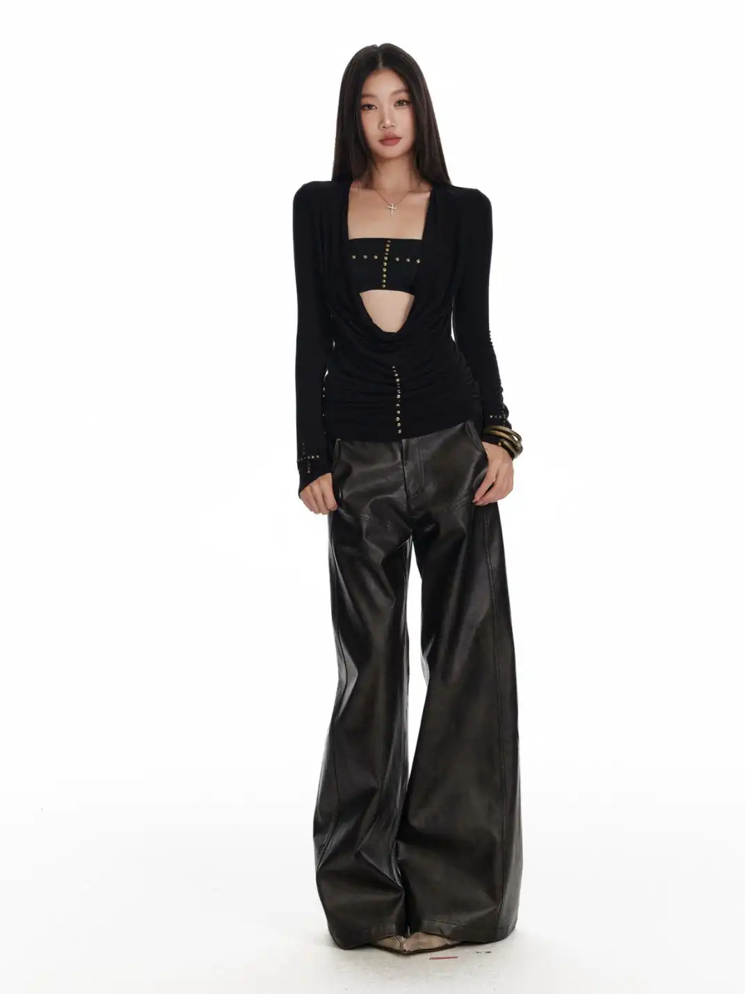 4 Muggle | Cross Studded Knit Bustier Set