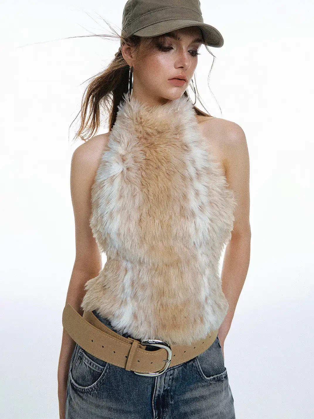 STRIKE A POSE | Leopard Faux Fur Halter Top