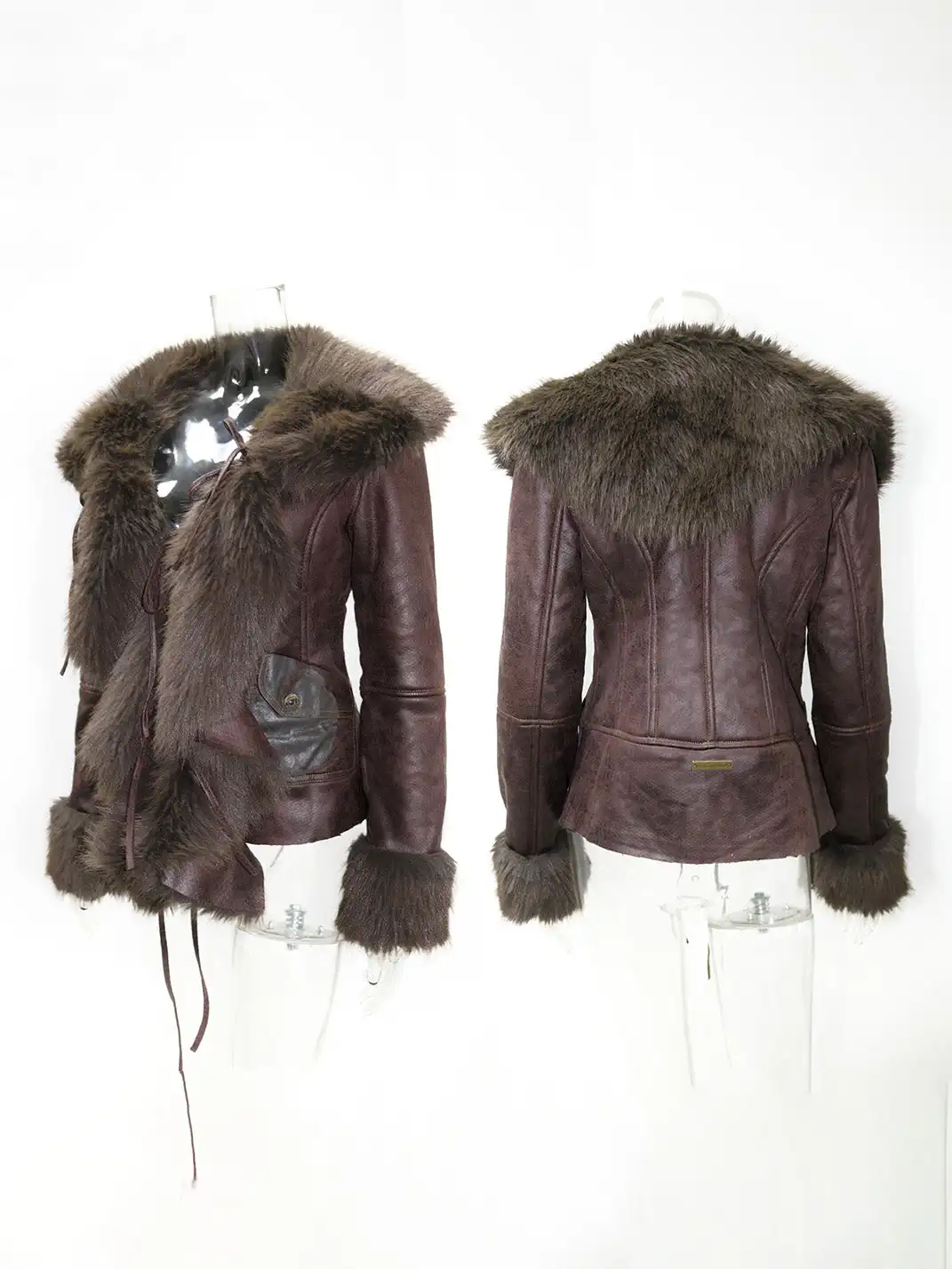 OPEN AESTHETIC丨Retro Faux Fur Ruffle Jacket