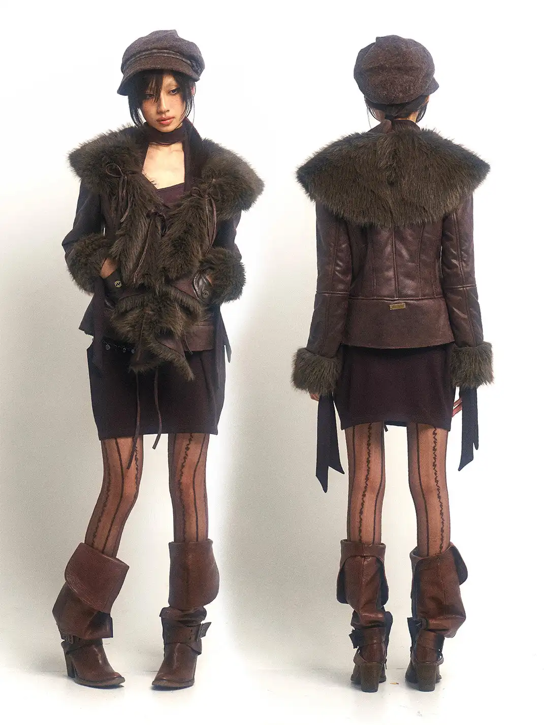 OPEN AESTHETIC丨Retro Faux Fur Ruffle Jacket