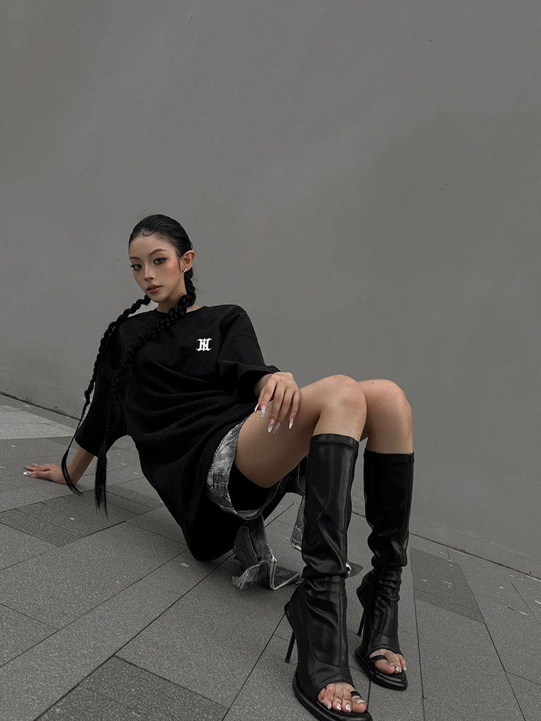 UnicornBlood | Peep Toe Round Toe Stretch Boots | PSYLOS1