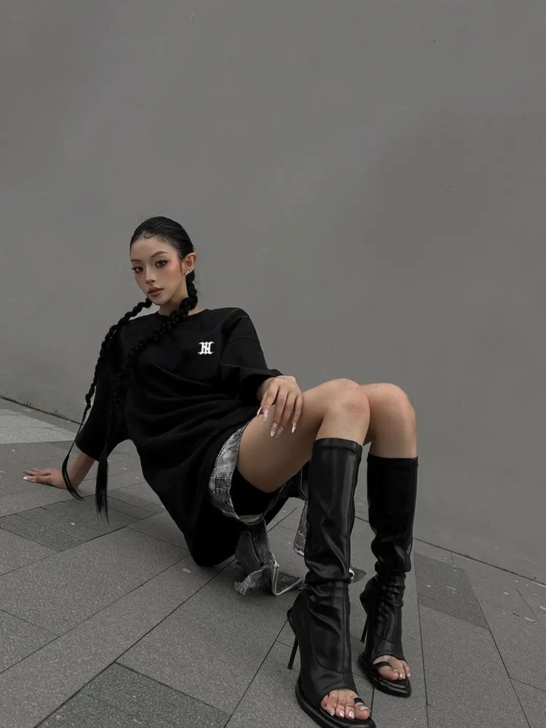 UnicornBlood | Peep Toe Round Toe Stretch Boots