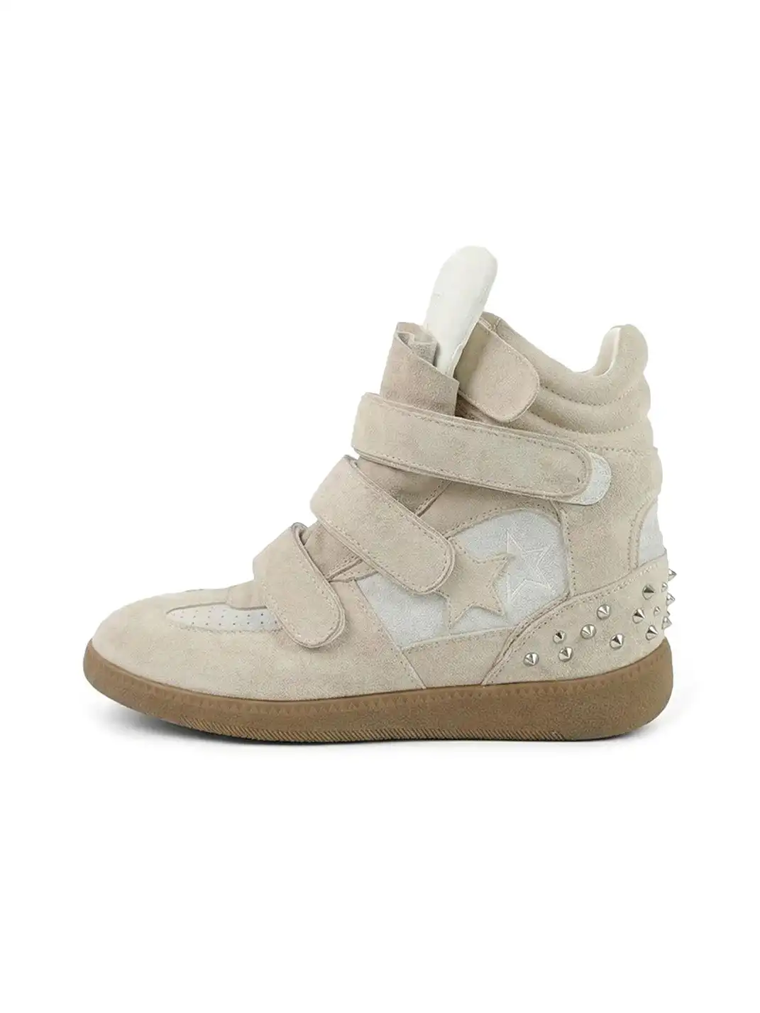 Mooreyu Atelier | Genuine Leather Velcro Hidden Heel Sneakers