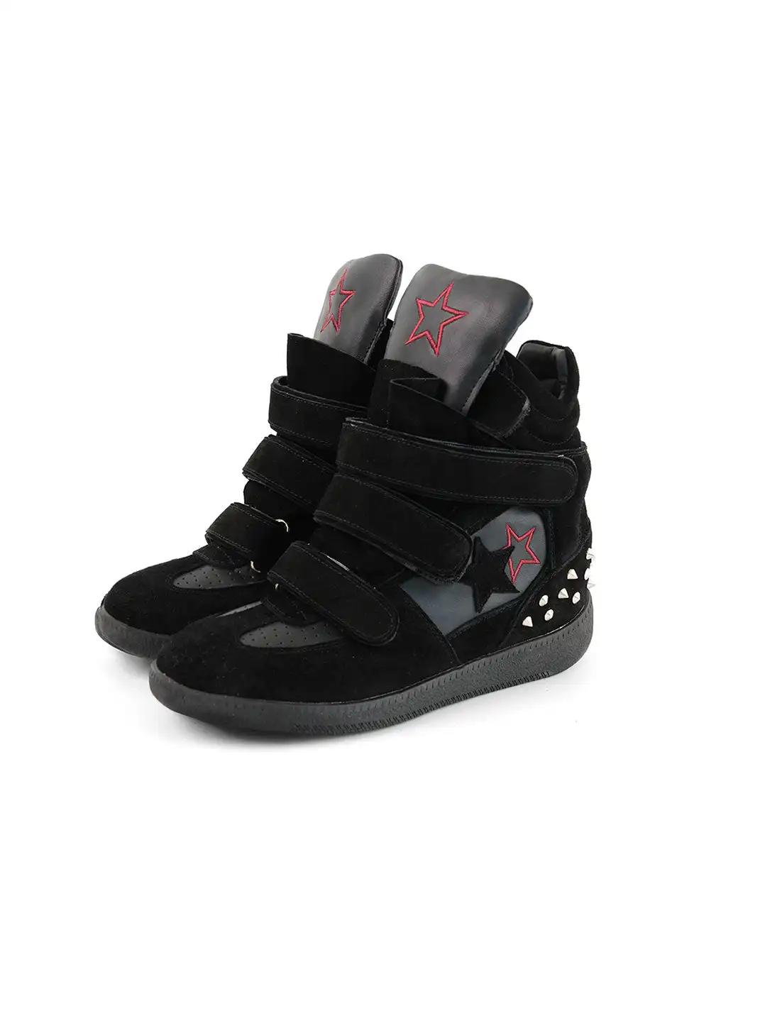 Mooreyu Atelier | Genuine Leather Velcro Hidden Heel Sneakers