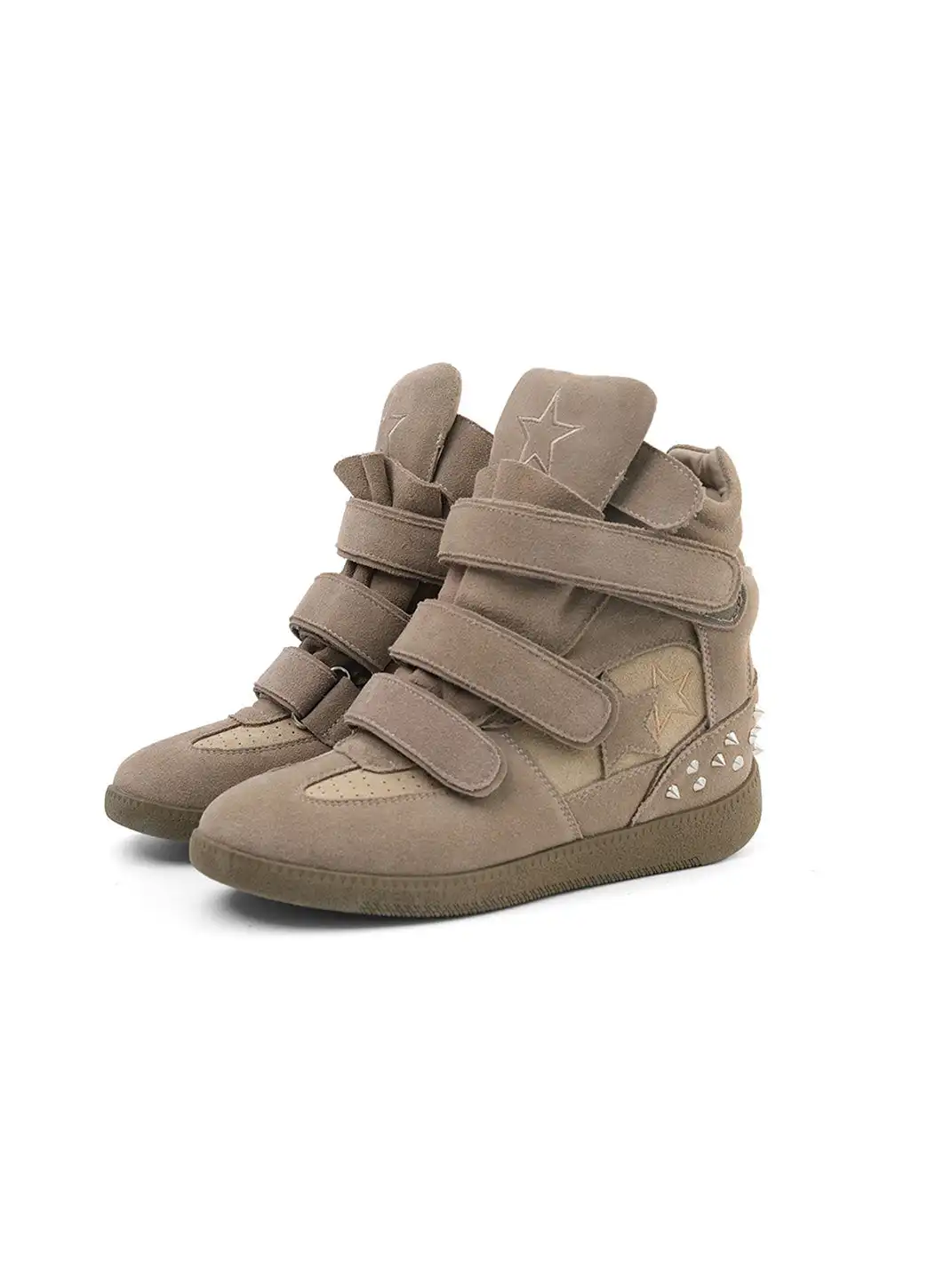 Mooreyu Atelier | Genuine Leather Velcro Hidden Heel Sneakers