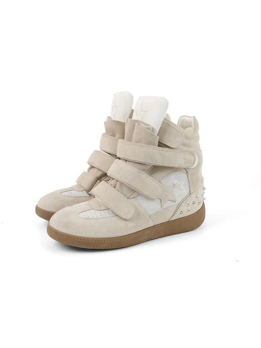 Mooreyu Atelier | Genuine Leather Velcro Hidden Heel Sneakers