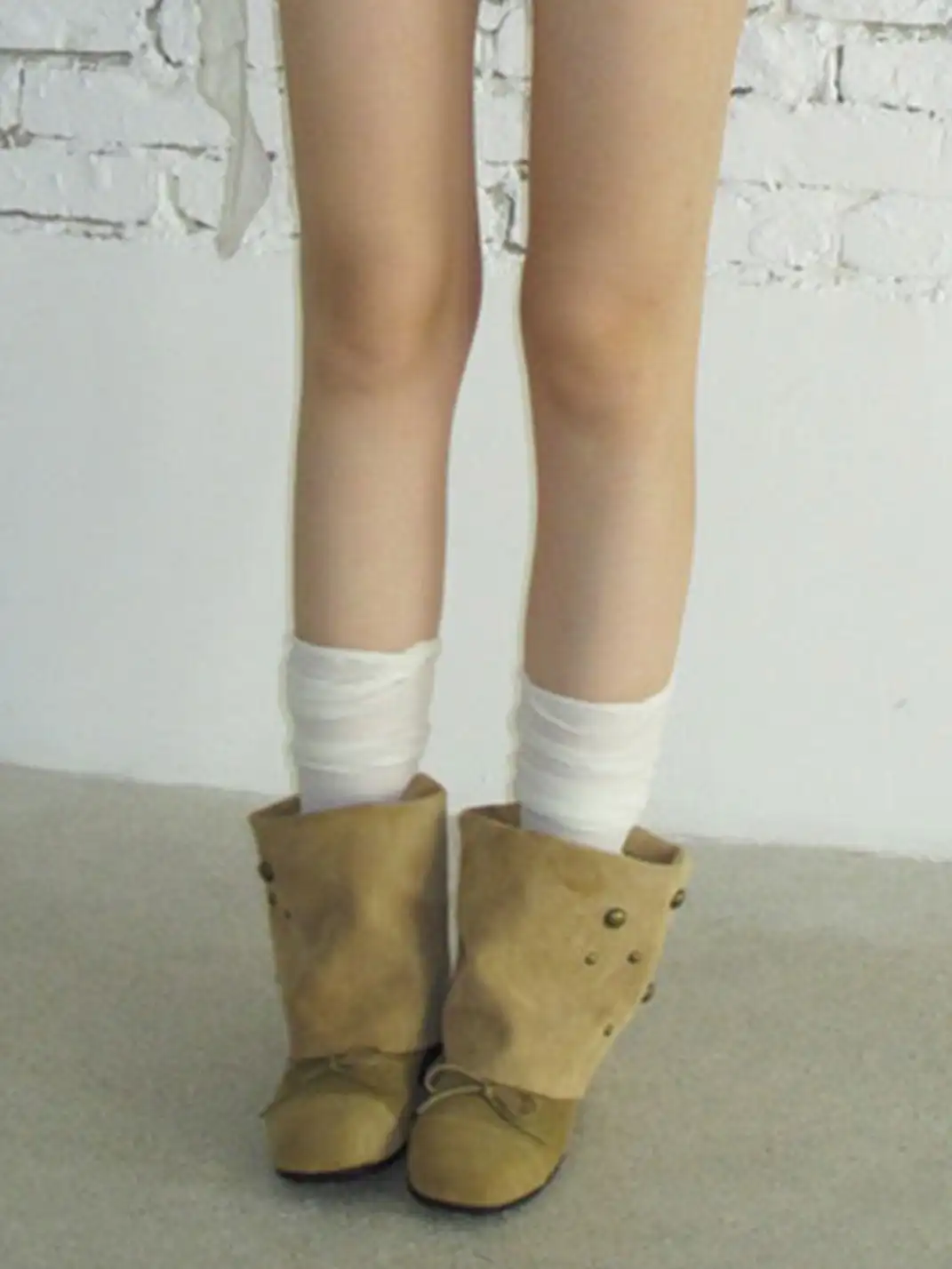 Mooreyu Atelier | Vintage Cow Suede Bow Stacked Boots