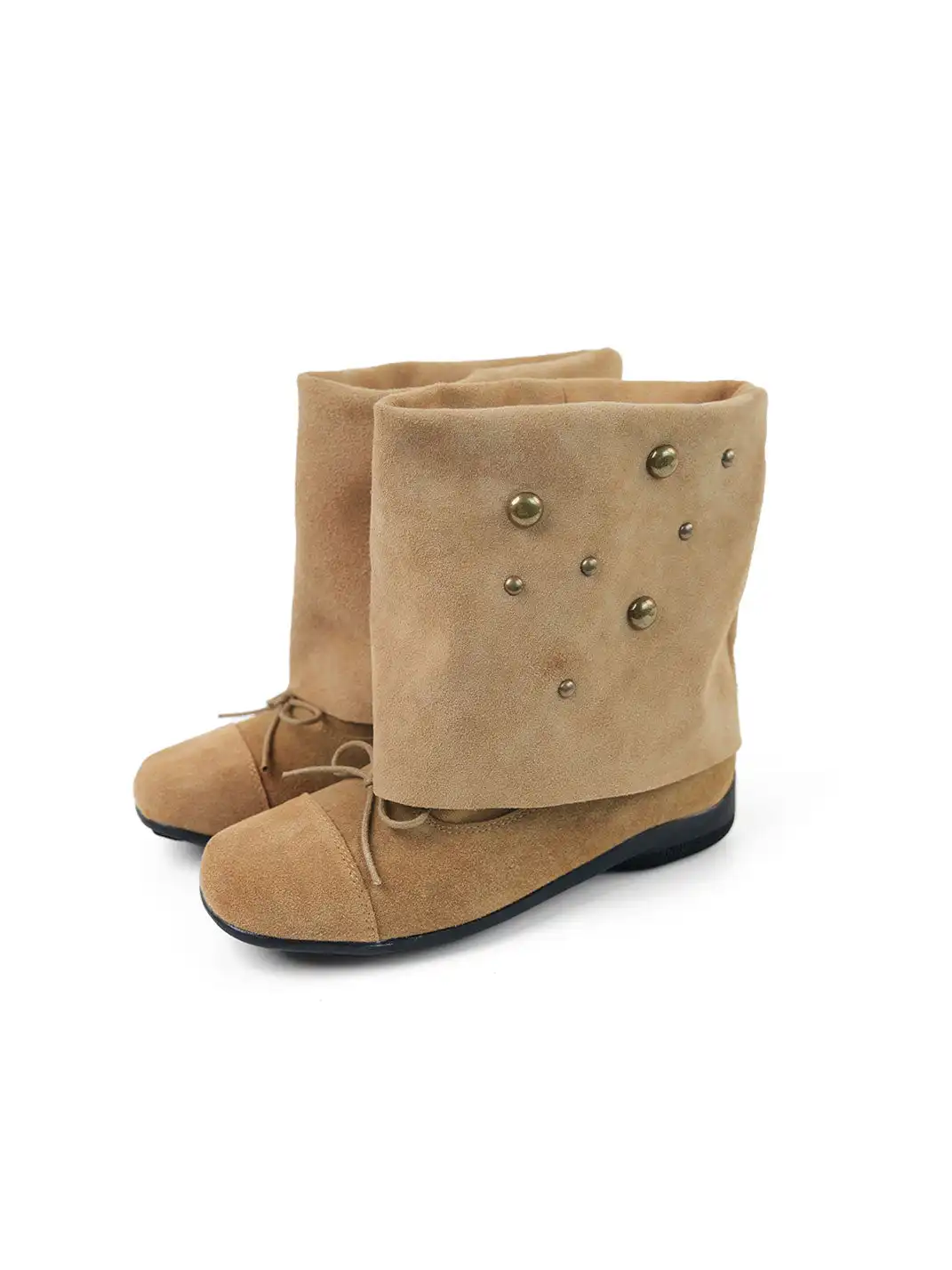 Mooreyu Atelier | Vintage Cow Suede Bow Stacked Boots