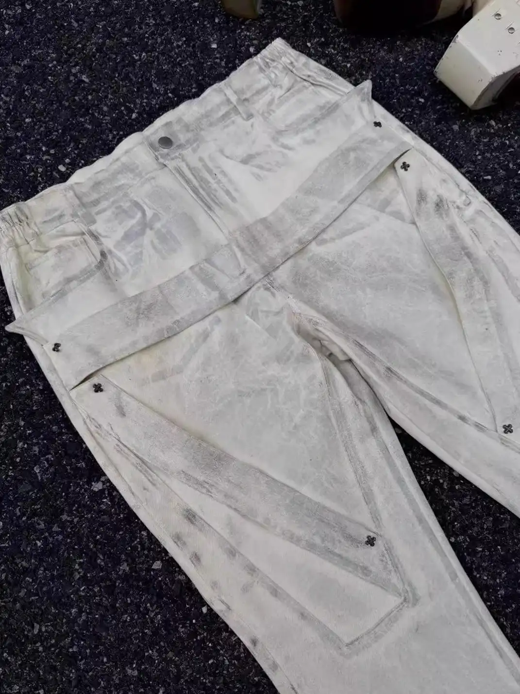 Disark│Vintage Distressed Coated Flared Pants