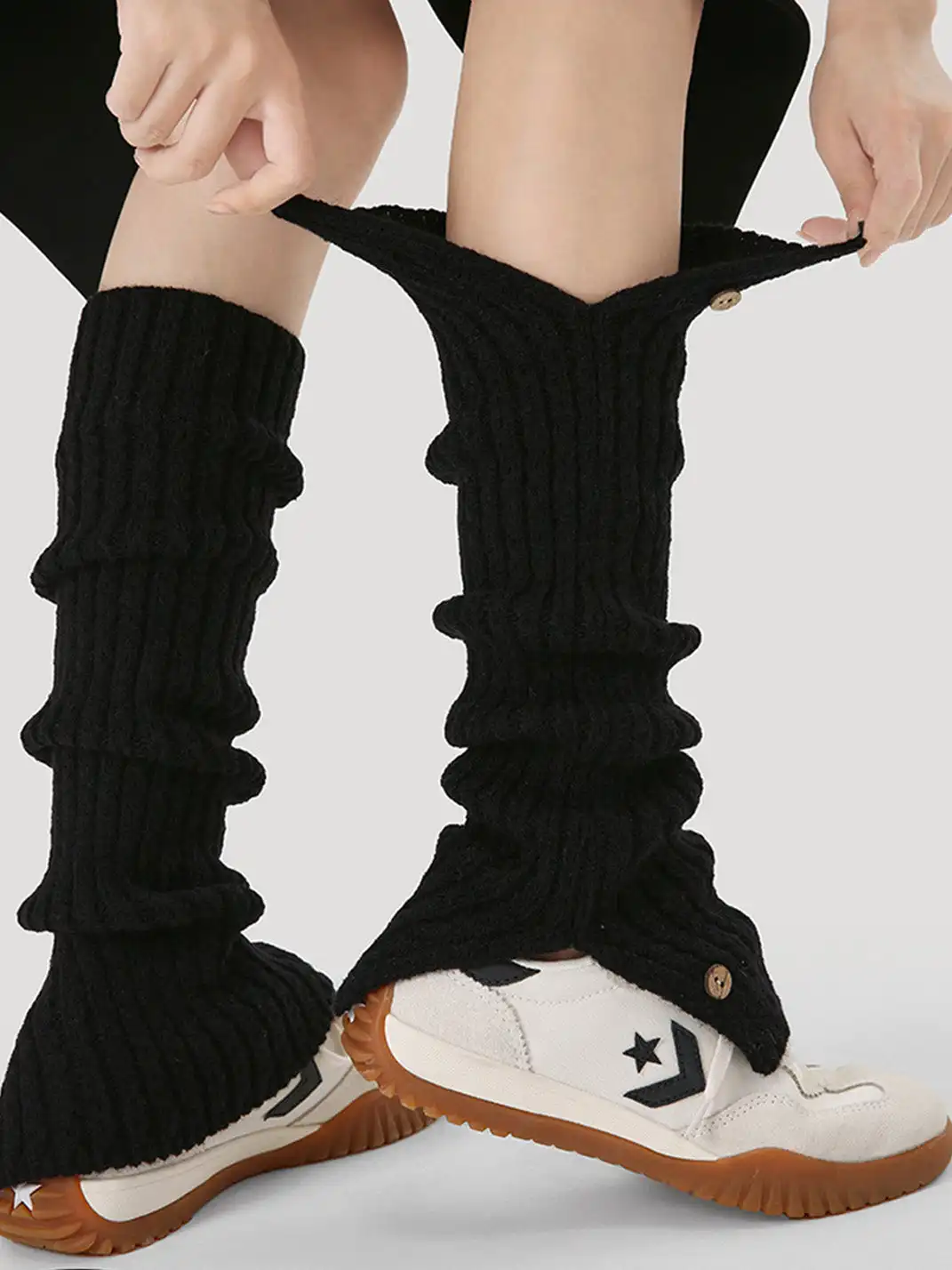 Renaissance丨Button Knit Long Fold-Over Leg Warmers