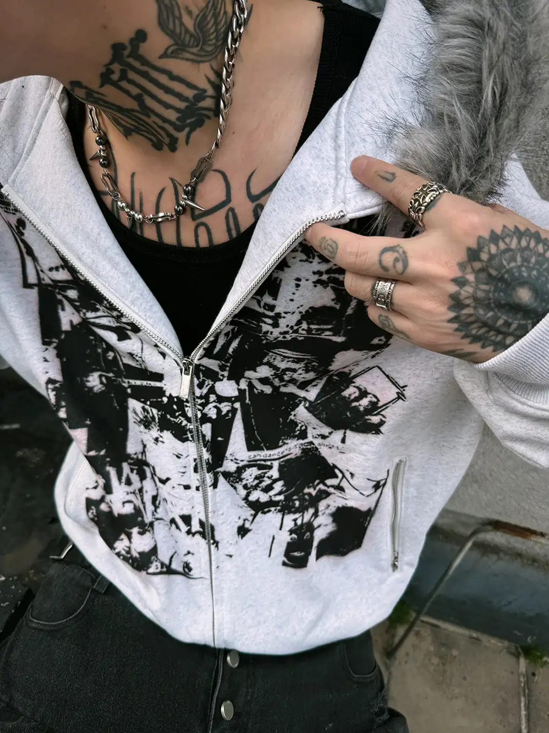 PAIKI | Vintage Rock Band Print Hoodie