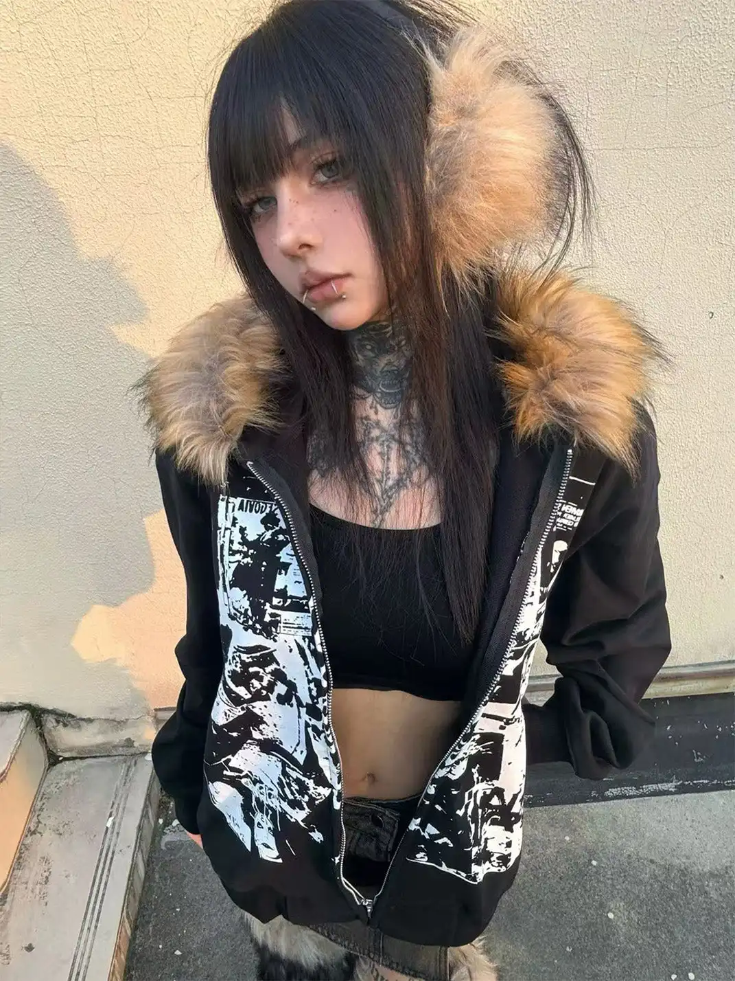 PAIKI | Vintage Rock Band Print Hoodie