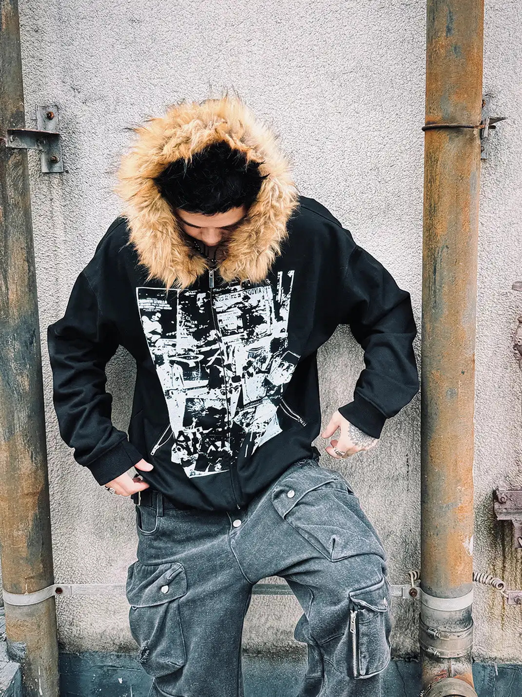 PAIKI | Vintage Rock Band Print Hoodie