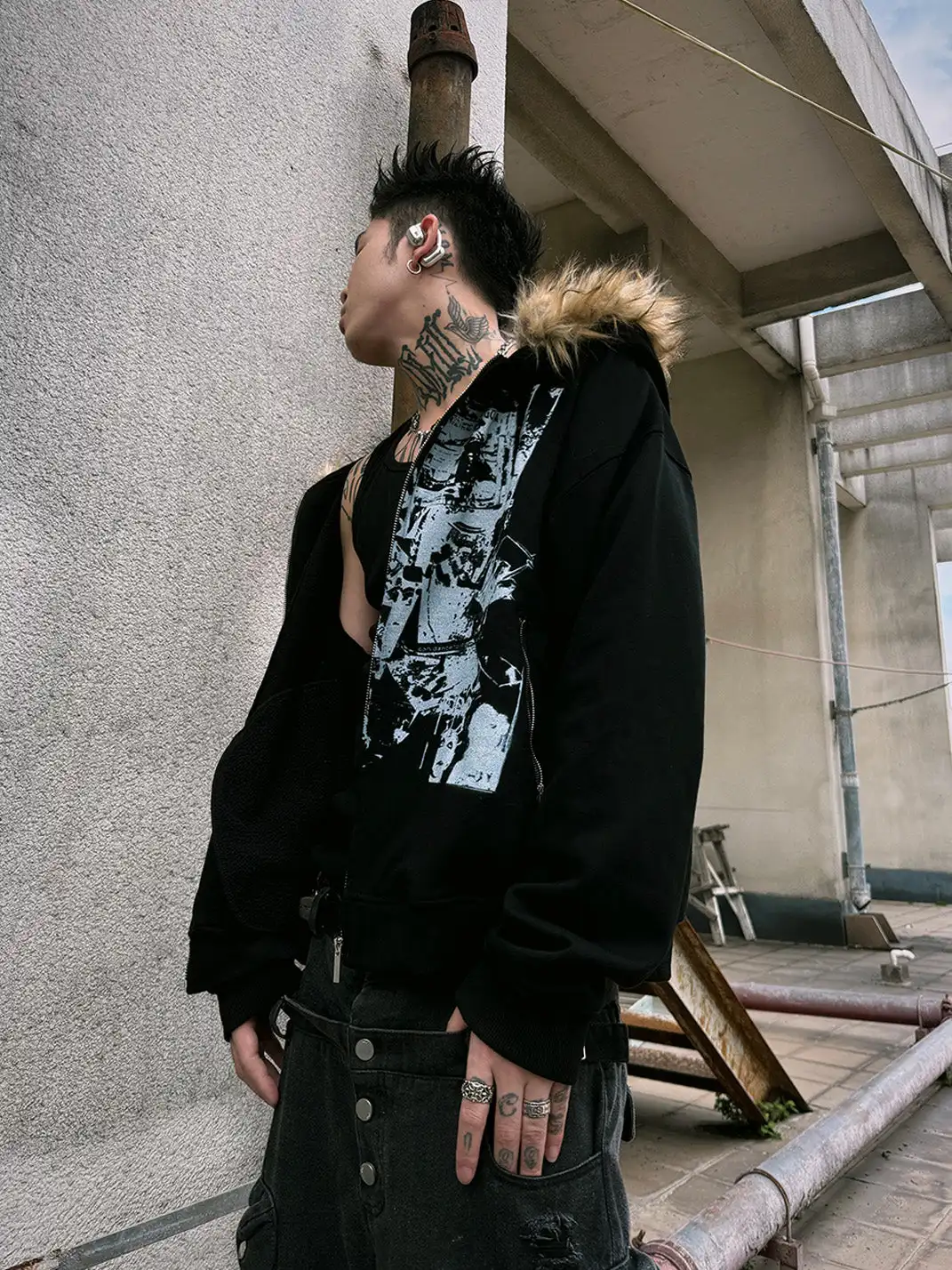 PAIKI | Vintage Rock Band Print Hoodie