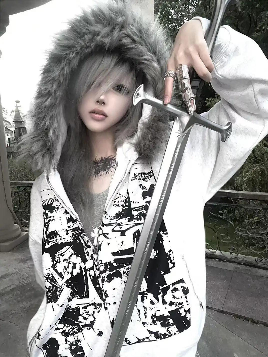 PAIKI | Vintage Rock Band Print Hoodie