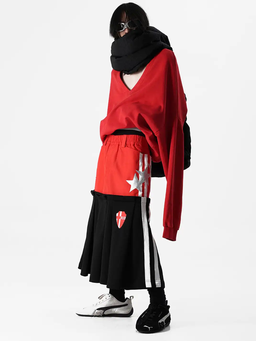 VANGUARDIA | Nylon Knit Sport Embroidery Skirt