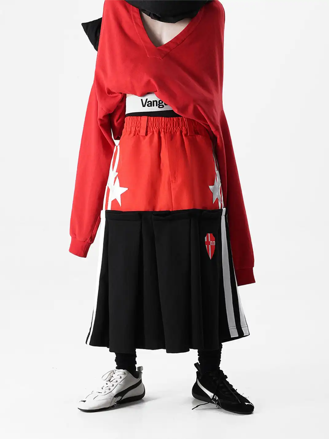 VANGUARDIA | Nylon Knit Sport Embroidery Skirt