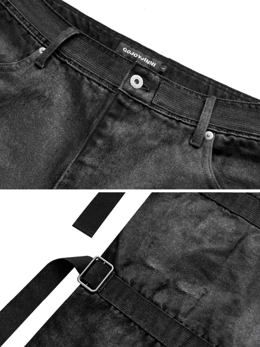 GOJOYJINNI | Waxed Finish Wide-Leg Flare Jeans